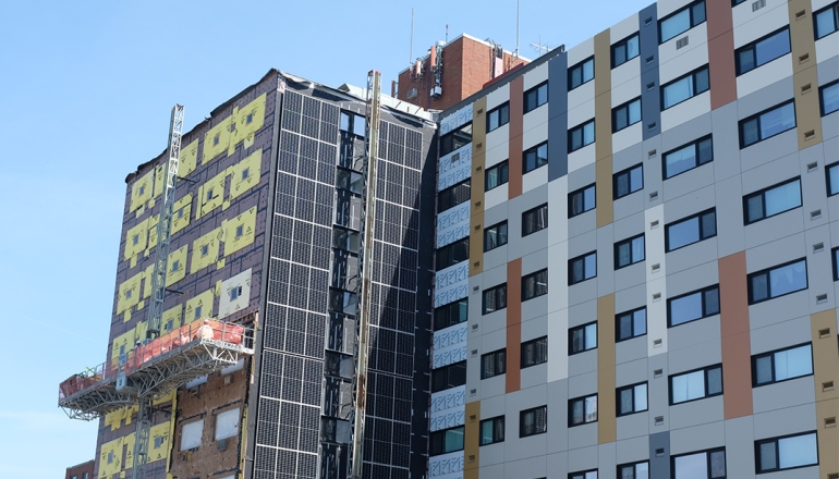 Renovation with insulation and solar.