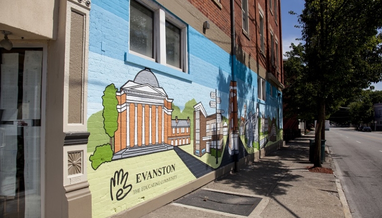 Losantiville Apartments - Evanston exterior mural