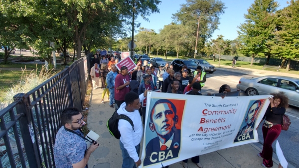 protesters marching