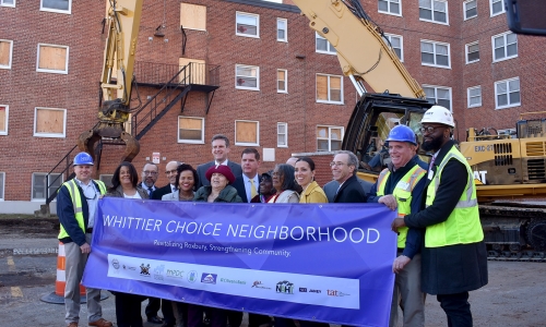 Boston Mayor Martin Walsh helps POAH break ground on Whittier Street Housing Development