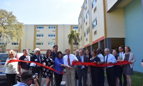 Florida US Senator Bill Nelson, local officials, partners and senior residents cut ribbon at Melbourne, FL affordable housing development