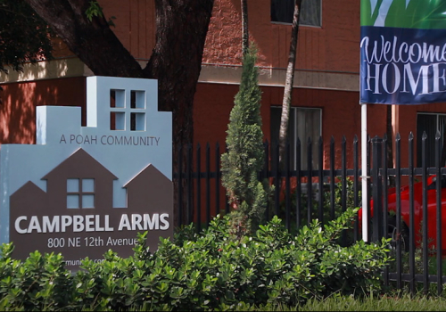 Campbell Arms Apartments Welcome sign